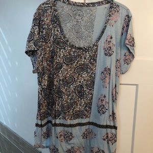 Lucky Brand blue paisley t shirt